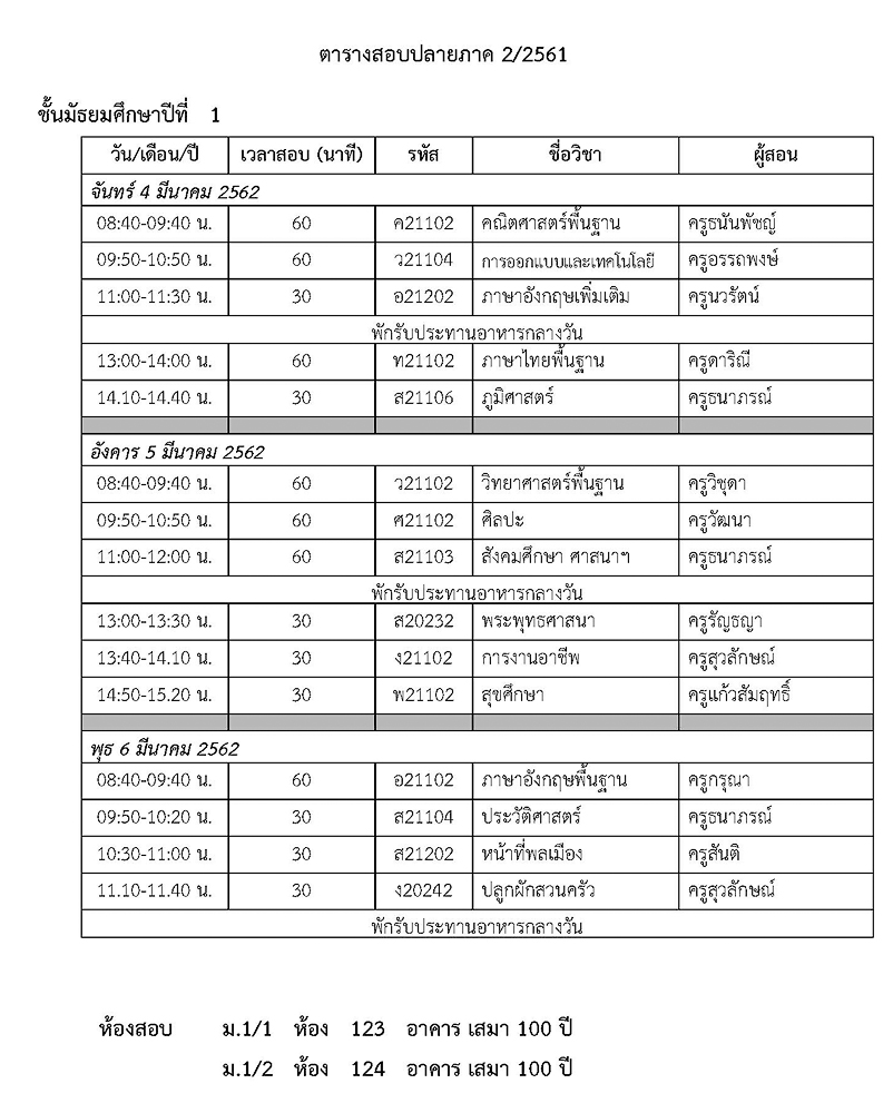 Final Exam Schedule2 2561 Page 1